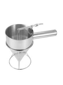 1pc, Stainless Steel Piston Funnel, Octopus Balls Tools With Rack, Batter Dispenser Cake Decorating Tool, Funnel Dispenser With Stand For Takoyaki And Baking, Kitchen Utensils, Apartment Essentials, College Dorm Essentials, Back To School Supplies