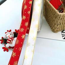 1 rouleau de 5 yards * 2,5 cm de large Ruban de Noël avec reliure en feuille métallique tressée en spirale, ruban satin pour faire des nœuds, DIY bouquets, cadeaux, emballages de pâtisserie