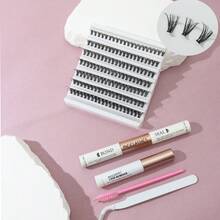 DIY Natural Soft Long Curly Thick Eyelash Extension Kit With 7 Sizes Lash Clusters Kit,Lashes,Eyelashes,Fake Lashes