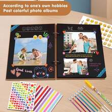 ZZBIFRJ Álbum de Fotos, 30 Páginas Álbum de Recortes, Cubierta de Páginas Kraft con Bolígrafos, Adhesivos y Decoraciones, Regalo para Cumpleaños, Navidad, Pareja, Boda Aniversario KLVW - 1 - Ver 4
