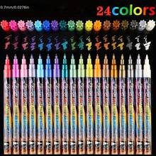 GUANGNA 24-Color Acrylic Paint Markers, Soft Brush Tip Pens And Markers, Acrylic Paint Pens Suitable For Wood, Stone, Canvas, Glass, Fabric, Eggs, Rock Painting, And DIY Craft Supplies. 18/24 Color Metal Marker, 0.7mm Ultra-Fine Tip Color Pen, Permanent Metal Marker For Signing And Writing On Cards - 24 màu/bộ - Xem 7