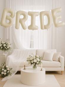 5pcs 16/40-Inch BRIDE Letter Balloon Set, BRIDE Letter Balloon Decoration For Wedding Party, Bridal Shower, Bachelorette Party Decoration, Beige BRIDE Balloons Bachelorette For Bridal Shower, Cream White Sand Bride Aluminum Film Banner Letter Sign, Aluminum Film Balloon Indoor And Outdoor Decoration, Bridal Balloon Banner For Wedding Engagement Bride To Be, No Electricity Required, Christmas Halloween New Year