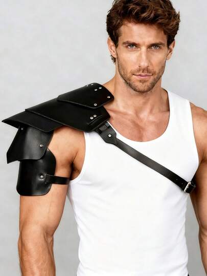 Medieval Retro Multi-Layered Leather Studded Shoulders Viking Style Warrior Armor Shoulder Armor Halloween Costume Cosplay