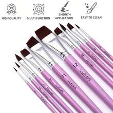 Set de 10 pinceles para pintura facial, que incluye un cepillo de estampado DIY y un bolígrafo de gancho y línea para pintar. - Unitalla - Ver 6