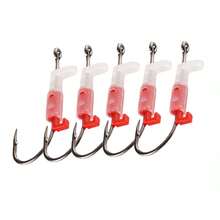 5 piezas de anzuelos luminosos con luz nocturna para camarones vivos, anzuelos de acero al carbono con púas resistentes a la corrosión en agua salada y dulce para pesca