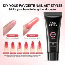 coscelia 3 Colors 16ML Poly Nail Gel With Slip Solution Set, White Pink Nail Builder Gel With Nail Light, Top Base Coat, Nail Supplies For Women DIY Extension Nails Salon Christmas Gift