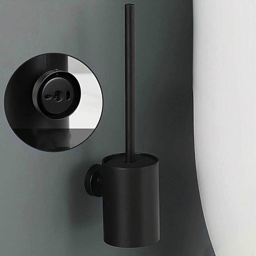 Wall-Mounted And Freestanding Dual-Use Toilet Brush Set With Long Handle For Bathroom Toilet Cleaning, Elevating The Hygiene And Elegance Of Your Bathroom. - màu đen - Xem 1