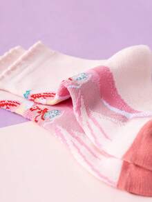 Disney 10/5 双公主可爱女童袜，艾莎、美人鱼图案，中筒袜，韩版卡通，男童冬季款，透气婴儿/学生短袜