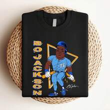 180g pure Cotton Bo Jackson Baseball Men T shirt Blue  All Sizes JJ3364 female T-Shirt For Women Casual designer clothes Print Round Neck Short Sleeve Women Top Graphic Tees Versatile graphic Stretched women Top For Everyday Wear Summer Unisex fashion Soft Breathable - Negro - Ver 3