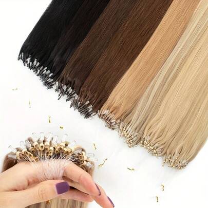 Tóc nối Micro Loop cao cấp làm từ tóc thật, dài 12-20 inch, 30g/miếng - Màu đen và nâu tự nhiên, thẳng mượt. Tóc nối Micro Loop Remy làm từ tóc thật, thẳng mượt như lụa, vòng nối siêu nhỏ vô hình, tóc nối làm từ tóc thật, mềm mại và bóng mượt, bền lâu. Tóc nối hạt siêu nhỏ Remy, dành cho nữ. Tóc nối Micro Loop thoải mái và chắc chắn.
