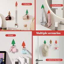 Silicone Christmas Stocking Holder - 1 Piece Christmas Tree Hooks Sturdy Adhesive-Backed Hook For Christmas Decorations Multi-Functional Fireplace Decor Hook With Adjustable Bend Suitable For Mantelpieces/Bookshelves/Staircase Christmas Decorations