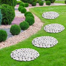 10in River Rock Stepping Stones Set 6 Pack Polished Pebble LongLasting PVC Mesh Backing Perfect For Garden Paths And Lawns Outdoor Landscaping Decoration White Circle - 白色 - 查看 6