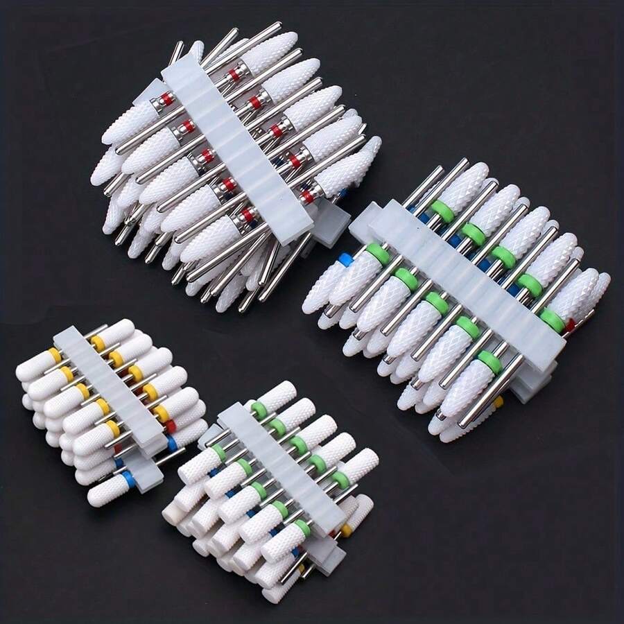 10pcs Ceramic Nail Drill Bits Set Milling Cutter For Electric Manicure Bit Flame Corn Files Pedicure Machine Polish Accessories - 彩色 - 查看 1