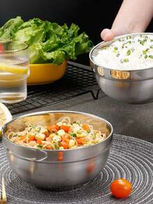 1 pieza Tazón de acero inoxidable brillante, tazón de sopa estilo japonés, tazón de arroz, tazón apilable, duradero y fácil de limpiar, tazones de cena de uso diario, tazones para alimentos