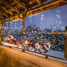 1 Christmas, Winter, And New Year Banner Featuring Santa Claus And Reindeer Sleds With Sparkling Snow Scenery, Christmas Decorations For Farmhouses, Porches, And Courtyards, Durable Polyester Indoor And Outdoor Hanging Flags - Multicolor - View 3