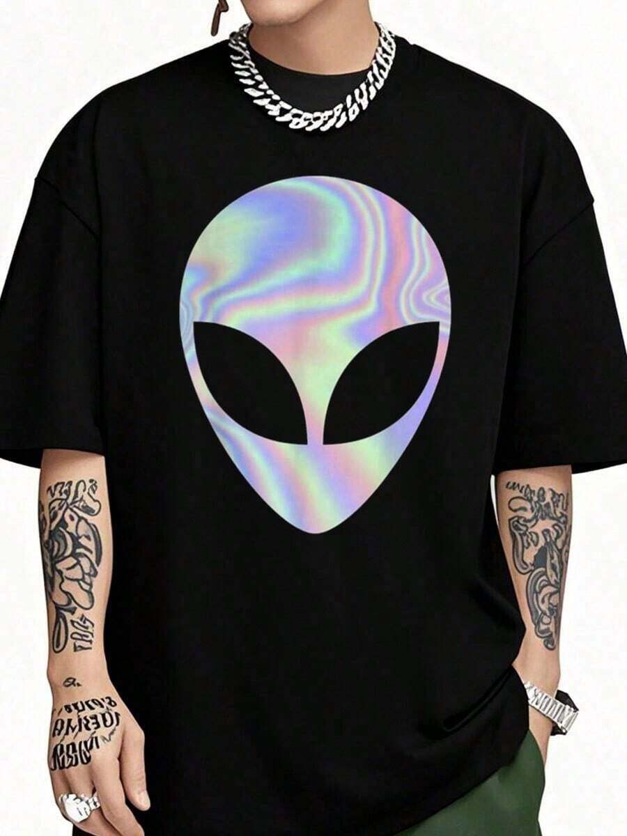 [Alien Colorful Alien Rave Believe Ufo-Shirt] Men's-Shirt Graphic Tees ...