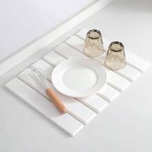 Alfombrilla de bao de Piedra diatomita 40, 6x 30, 5 ultraabsorbente y Secado rpido Plegable y Antideslizante para Cocina Ducha Color Blanco - Blanca - Ver 3