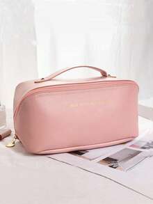 1 pieza Bolsa de maquillaje impermeable de cuero PU, bolsa de almacenamiento de cosméticos, bolsa de aseo portátil, bolsa de almacenamiento multifuncional para viajes, bolsa de cuidado de la piel, bolsa de aseo de gran capacidad, bolsa de viaje multifuncional para mujer, bolsa de aseo, organización y almacenamiento de cosméticos, organización y almacenamiento de baño, artículos esenciales para viajes, artículos esenciales para cruceros, accesorios de viaje, almacenamiento de baño, almacenamiento de joyas, almacenamiento de lápiz labial, almacenamiento de esmalte de uñas, regalo de Pascua, regalo de dama de honor - Multicolor - Ver 11