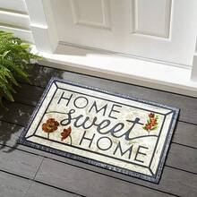 1PC Machine Washable Vintage Floral Home Sweet Home Door Mat Rug Indoor Outdoor Entrance Mat Decorative Rug With Artistic Retro Floral Design Featuring Home Sweet Home Lettering Durable Easy Clean Floor Mat For Front Door Porch Patio Hallway Kitchen Rug