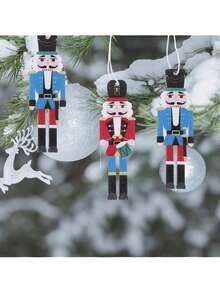 9 Stücke Weihnachts-Nussknacker Dekorationen, hölzerne Hängeornamente zum Dekorieren von Weihnachtsbaum, Wand, Kamin, Feiertags-Basteleien, Weihnachtsfeier, Heim- und Gartendekoration, Weihnachts-Wohnzimmerdekoration, um Weihnachtsstimmung zu schaffen - Verschiedenfarbig - Übersicht 8