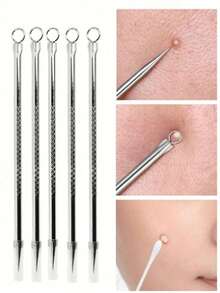 5pcs Stainless Steel Blackhead Remover Needles, Portable Acne Needle Pimple Extractor - Silver - View 7