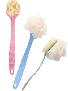 1/2 pezzi Spazzola da bagno a doppia faccia con manico lungo e setole morbide, spazzola esfoliante e massaggiante 2 in 1 per le zone difficili da raggiungere, costruzione durevole adatta a uomini e donne di tutti i tipi di pelle, accessori per doccia e bagno