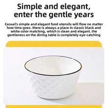 1pc/4pcs Rose Diamond Pattern Ceramic Bowl, 4.5in/5in Pasta/Soup Bowl, Deep Ceramic Bowl, Microwave , Luxury Nordic Style Diamond Black Line Design