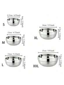 1 pieza Tazón de acero inoxidable brillante, tazón de sopa estilo japonés, tazón de arroz, tazón apilable, duradero y fácil de limpiar, tazones de cena de uso diario, tazones para alimentos