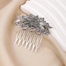 1pc Vintage Minimalist Hollow Ruffled Side Hair Comb, Daily Hairstyle Accessory Gift For Women, Bridal Wedding Hair Decoration, Combs, Haircomb