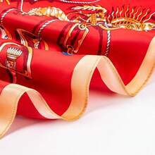 Mulberry Silk Scarfs Small Square Scarfs For Women 21" X 21" Lightweight Square Satin Head Scarf Neck Scarves{"Size_name":"27.5\"","Color_name":"HorseandRed"} - 馬和紅英寸 - 查看 5