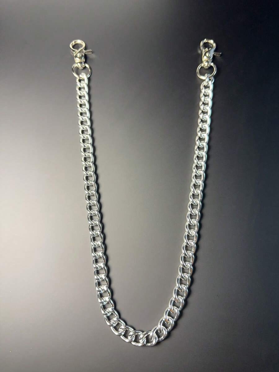 1 件简约裤链，男士钱包链，银色裤链，铝制口袋钥匙链，两端带龙虾扣，男女通用配饰 - 銀色 - 查看 1