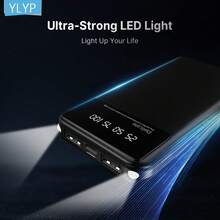 YLYP 10000mAh 移动电源，超薄双 USB 输出，5V/2.1A USB-C 和 Micro USB 兼容充电，带 LED 显示屏和手电筒，适用于安卓/手机设备的移动电源 - 彩色 - 查看 3