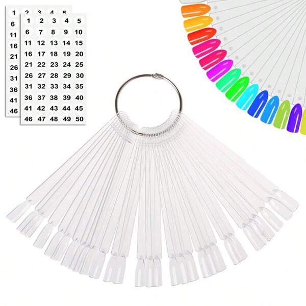 50 Pc Nail Watch Tick With  And Nuered Tip Clear Fanhaped Diplay For Nail Art Polih Practice