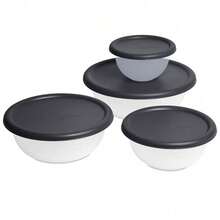 8-Piece Lidded Bowl Set In Four Sizes, Perfect For Prepping, Serving, And Storing. Dark Gray, Dishwasher- For Easy Cleaning, And Stackable For Efficient Space Utilization. - 1 - 查看 7