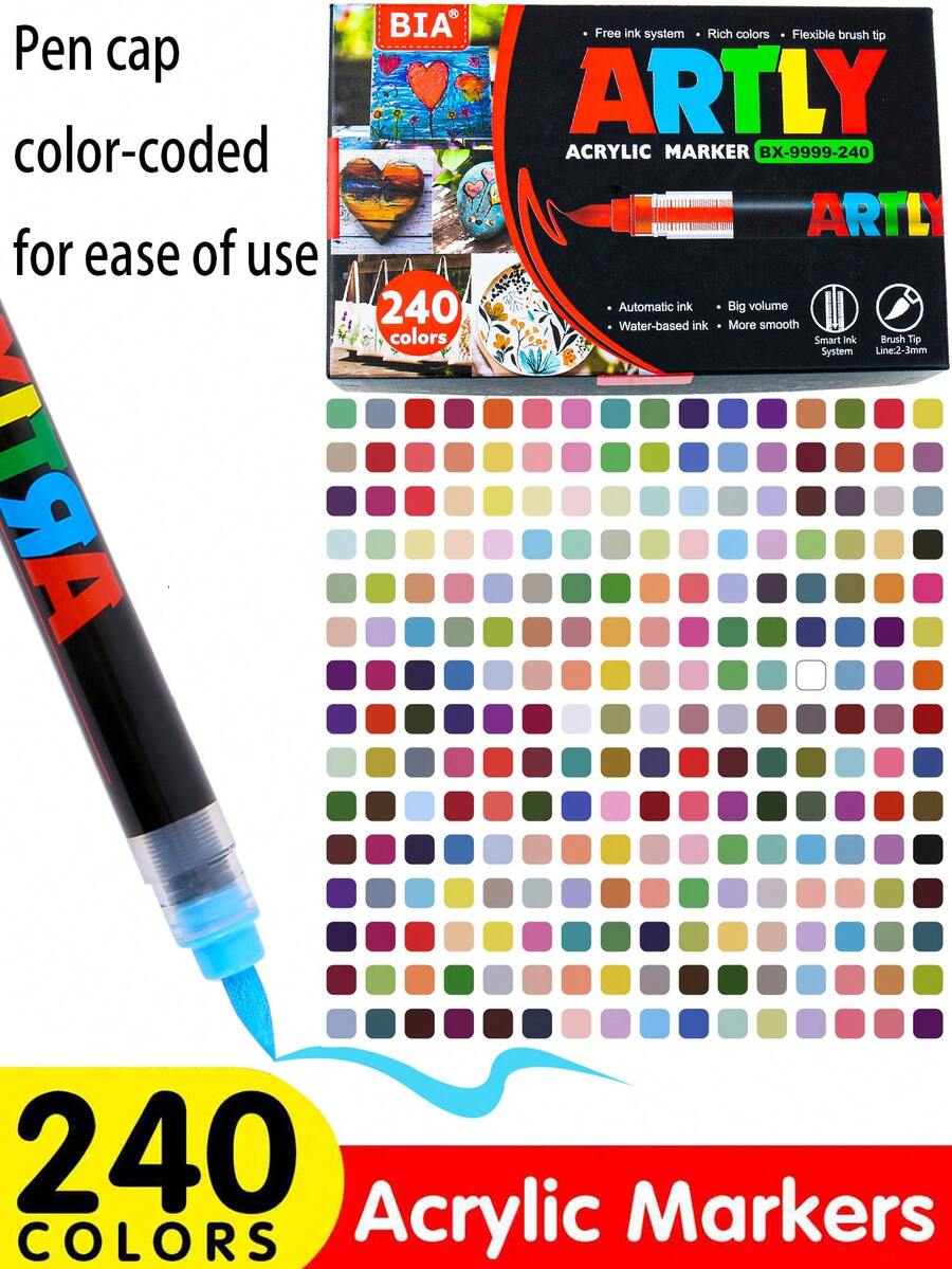 240/192/120/84/72/60/48/36/24/12 Farben Acrylstifte, Markerset, langanhaltend, lichtbeständig, perfekt für Künstlermalerei, Illustrationen, handgefertigte Kunst, Schule Schulanfang für Malbücher und andere DIY-Projekte, geeignet für Papier, Stoff, Holz, Steine, Plastik, Glas, Keramik, Kürbisse usw., Acrylfarb-Markerstifte für Studenten und Erwachsene, Geschenke zu Thanksgiving, Halloween, Weihnachten