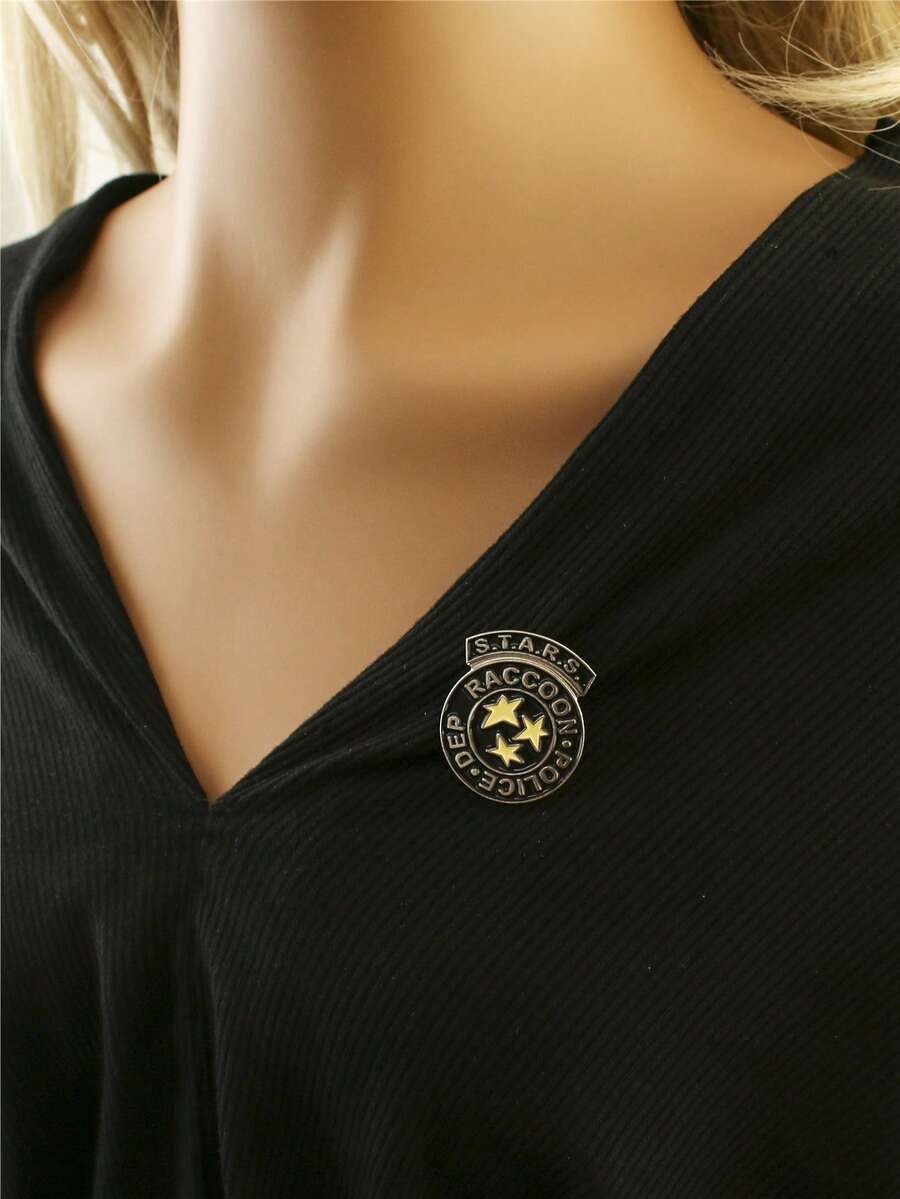 1pc OPPRYN Rescue Service Badge Brooch - Alloy Metal Clasp With Star & Starfish Design, April Birthstone Gift For Women, Everyday & Party Wear Accessory