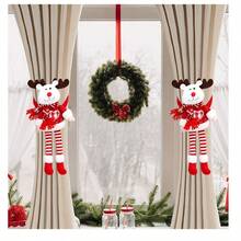 1pc Christmas Curtain Tie Back, Various Styles Available, Santa Claus & Snowman With Feet Curtain Tiebacks, Indoor Christmas & Halloween Gift, Party Decor - Multicolor - View 3