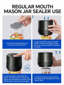 HYUNDAI Electric Vacuum Sealer Kit For Wide Mouth And Regular Mouth Mason Jars - Multicolor - View 6