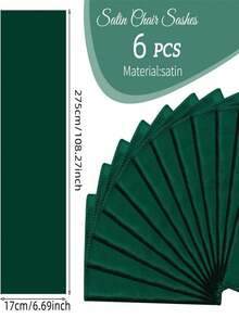 1/6/10 piezas Fundas de silla de satén, diseño de lazo con lentejuelas en color vino tinto, 7*108 pulgadas (disponible en vino tinto, verde oscuro o verde salvia). Adecuado para bodas, compromisos, fiestas, banquetes, cumpleaños, baby showers, Navidad, Acción de Gracias, graduaciones y otras celebraciones. También adecuado para recepciones de bodas, banquetes, fiestas, cumpleaños, baby showers, graduaciones y decoraciones de eventos temáticos. - Verde Oscuro - Ver 5