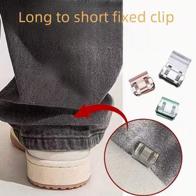 Clips invisibles para las piernas - Broche oculto sin costuras, evita el arrastre y tropiezos, fácil de instalar en pantalones vaqueros y casuales, disponible en varios colores, accesorios de alta calidad y duraderos, accesorio para ajustar la cintura, apretador de cintura, accesorio con acabado suave, carcasa transparente, anti-tropiezos, sujetadores ocultos, broche resistente, ajustador de puente nasal, opción preferida de los entusiastas de la moda