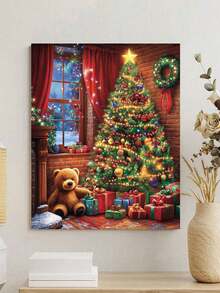 40*50cm 无框圣诞树数字油画 DIY 套装，适合初学者的艺术套装，包含颜料、画笔和高清素描，防水快干颜料，是送给朋友和家人的创意礼物，3 步即可完成杰作，沉浸式艺术体验，缓解压力 - 紅色 - 查看 4