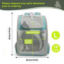 Full Vented Cat Backpack Carrier, Back Expandable Backpack For Large Cat And Small Dog Up To 16 Pounds, Airline Approved Kitten Carrying Bag For Traveling And Hiking - Multicolor - View 2