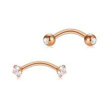 16g 8mm Rose-Gold Eyebrow Piercing Jewelry Rings Curved Barbell Vertical Labret Lip Surgical Steel Small Belly Button Snake Eyes Tongue Rook Earrings For Women Men