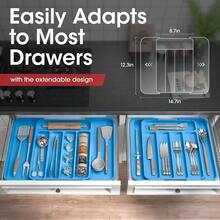 Silverware Organizer - Expandable Kitchen Drawer Organizer, Adjustable Utensil Organizer, Cutlery Tray Forks, Knives, Multipurpose Kitchen Organizers And Storage Solution, Black, Large - 中+深藍色 - 查看 2