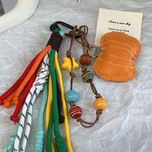 Pandantiv colorat de toamnă timpurie în stil coreean, frânghie de nailon cu mărgele de ulei și ceară retro, breloc de culoare contrastantă