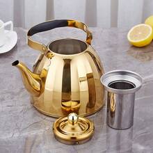 不锈钢手柄水壶，多功能带滤网，加厚茶壶，适合酒店、餐厅、家庭和户外使用，非常适合泡茶，可以用电磁炉加热 - 彩色 - 查看 6