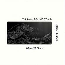 1PC Black & White Giant Wave Gaming Mouse Pad - Large Desk Mat, Office Desktop Accessory | Locking Edge Design, Non-Slip Rubber Base | XL & XXL Sizes Available, Suitable For Home & Office | Ideal Gift For Boyfriend/Girlfriend, Back To School Essential - màu đen - Xem 7