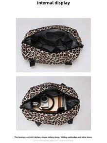 1 szt. Modna, swobodna torba podróżna w stylu uniwersyteckim, lekka i poręczna, składana, o dużej pojemności, z nadrukiem w panterkę, z oddzieleniem na rzeczy suche i mokre. Można nosić jako torbę na ramię lub przez ramię, a także z przenośną walizką. Szczególnie przydatna w podróżach służbowych i na wakacjach. Torba sportowa na siłownię. Torba podróżna, bagaż, na wakacje, wielofunkcyjna torba podróżna, unisex, torby weekendowe. - Brązowy - Zobacz 10