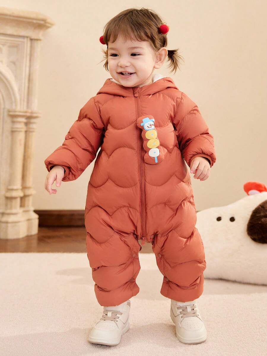 Balabala 女婴轻盈羽绒连体衣 2025 冬季，男女童趣味可爱设计