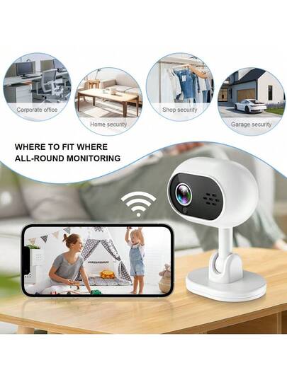 WiFi Slimme Home Security Camera 1080P HD Voice Intercom, Night Vision USB Powered Indoor/Outdoor Surveillance System, Motion Alert System Remote Mobile Viewing Sleek Wit Compact view 3